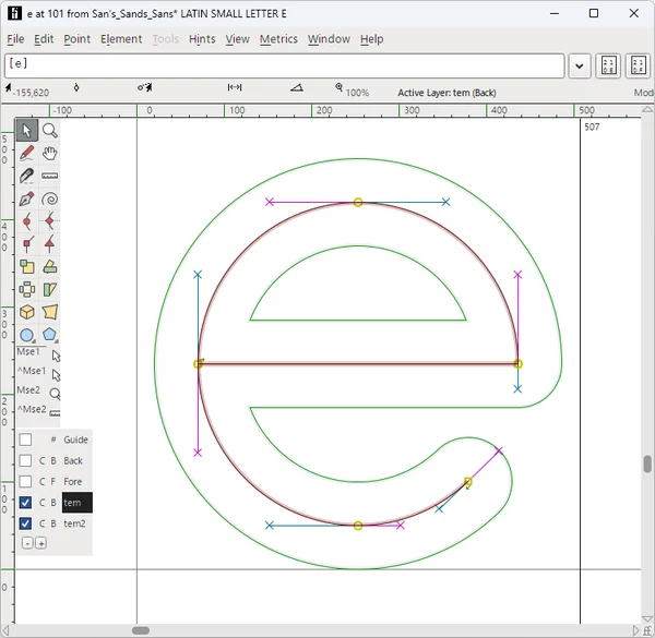 The letter 'e' made from a circle (it looks bad)
