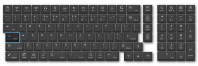 A keyboard layout with the caps/ctrl key highlighted